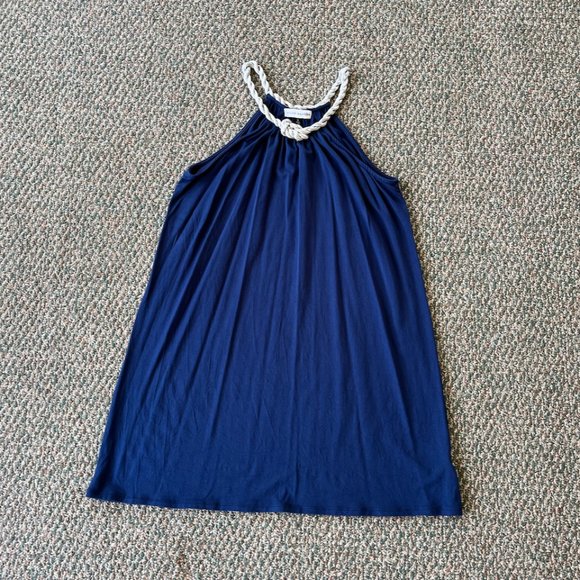 EUC Megan Masters blue dress with silver rope neckline, size Small - Picture 4 of 8